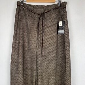 NWT NYCC New York Clothing Co Brown Midi A-Line Belted Skirt size 10 NEW